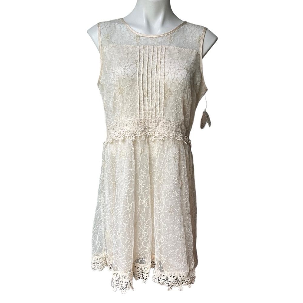 NWT, Altar’d State Ivory Lace Sleeveless Dress Crochet Trim, Sz L